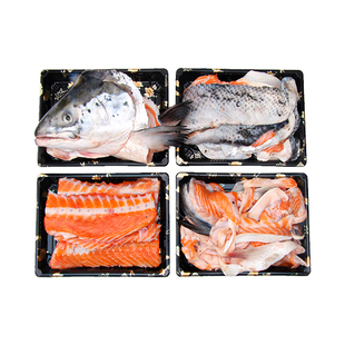 【冰鲜】挪威三文鱼边角料组合大西洋鲑鱼鲜冻头骨尾皮瘦肉腩条肉