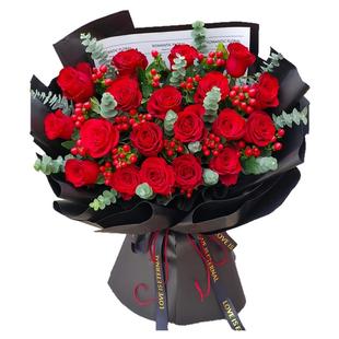 全国红玫瑰鲜花花束速递同城配送女友生日表白礼物深圳北京上海店