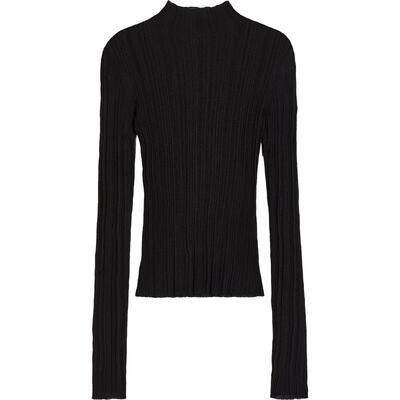 HM女装修身针织衫秋季舒适罗纹针织高翻领上衣1183605