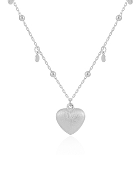薇拉蒂925纯银拉丝爱心项链