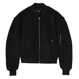 JNBY/江南布衣秋冬毛呢夹克双面呢工装廓形短款外套女