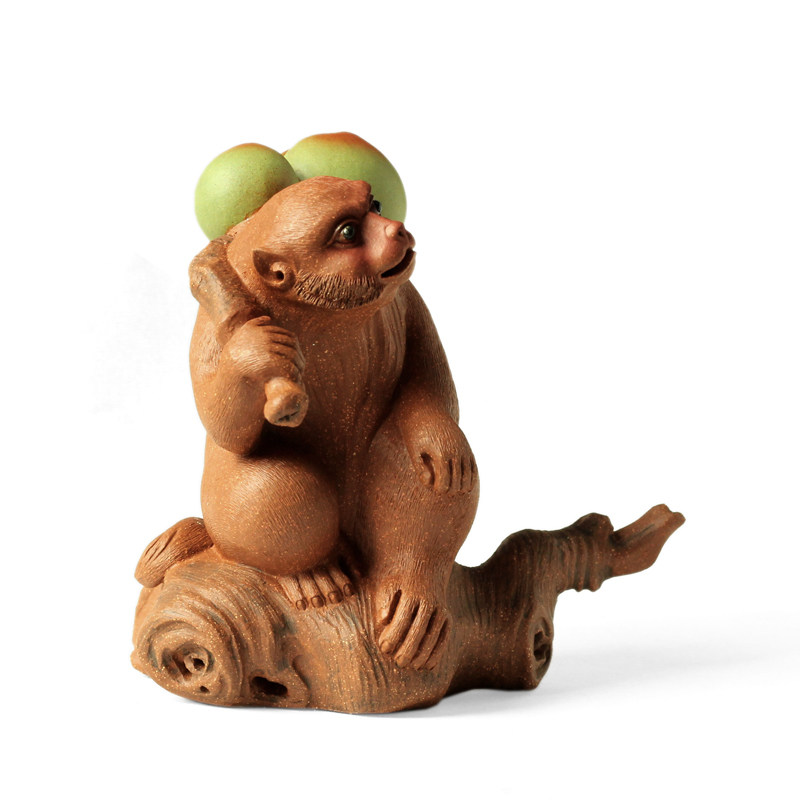 御青堂宜兴紫沙何伟桃子祝寿茶宠