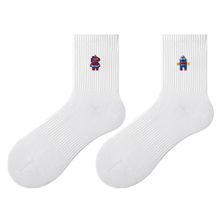 [奇怪岛]子墨棉品袜子礼盒刺绣男士中筒纯棉纱线防臭青少年冬运动