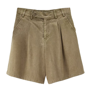 Nick Tian 夏季美式复古半松紧腰牛仔短裤男宽松休闲直筒五分裤