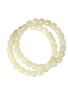 天然和田玉蜂蜜水色直切珠款单圈手链 男女款玉石手串饰品