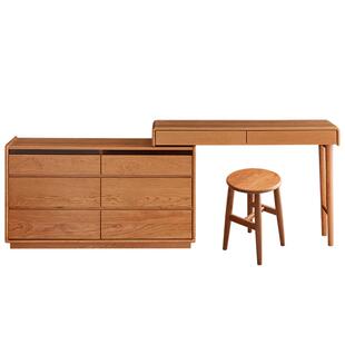 全友家居北欧风实木梳妆台2026新款卧室家用可伸缩斗柜一体化妆桌