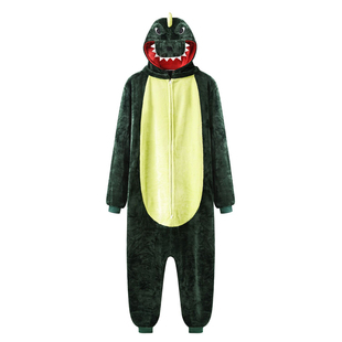 恐龙连体睡衣男女成人情侣秋冬加厚大码卡通动物动漫珊瑚绒家居服