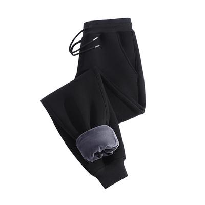 真维斯黑色加绒运动裤子男秋冬款