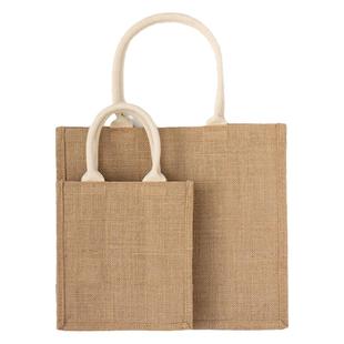 黄麻包定制印logo购物袋环保袋饭盒袋防水亚麻布袋子定做手提袋