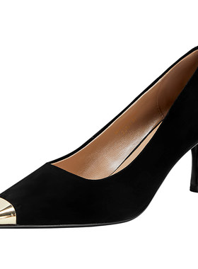 NineWest/玖熙小铁头绒面高跟鞋