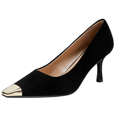 NineWest/玖熙小铁头绒面高跟鞋