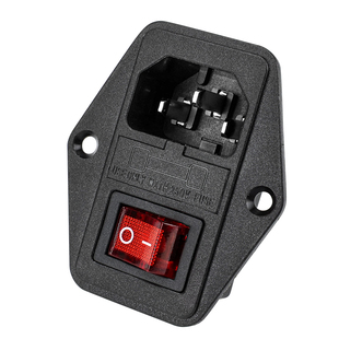 三合一品字电源插座三竖口电源插头带耳带保险丝带开关充电插座