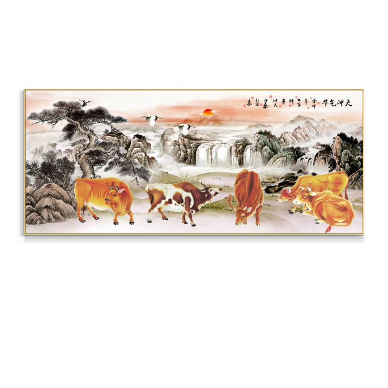 镇宅招财客厅办公室装饰画横版