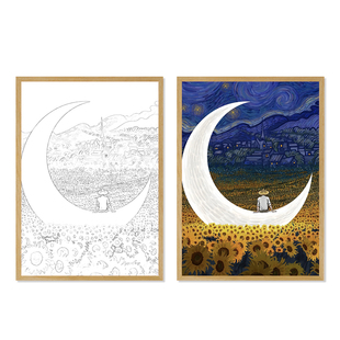 梵高漫画插画周边灯光画星月夜星空音乐蓝牙音箱音响装饰画小夜灯