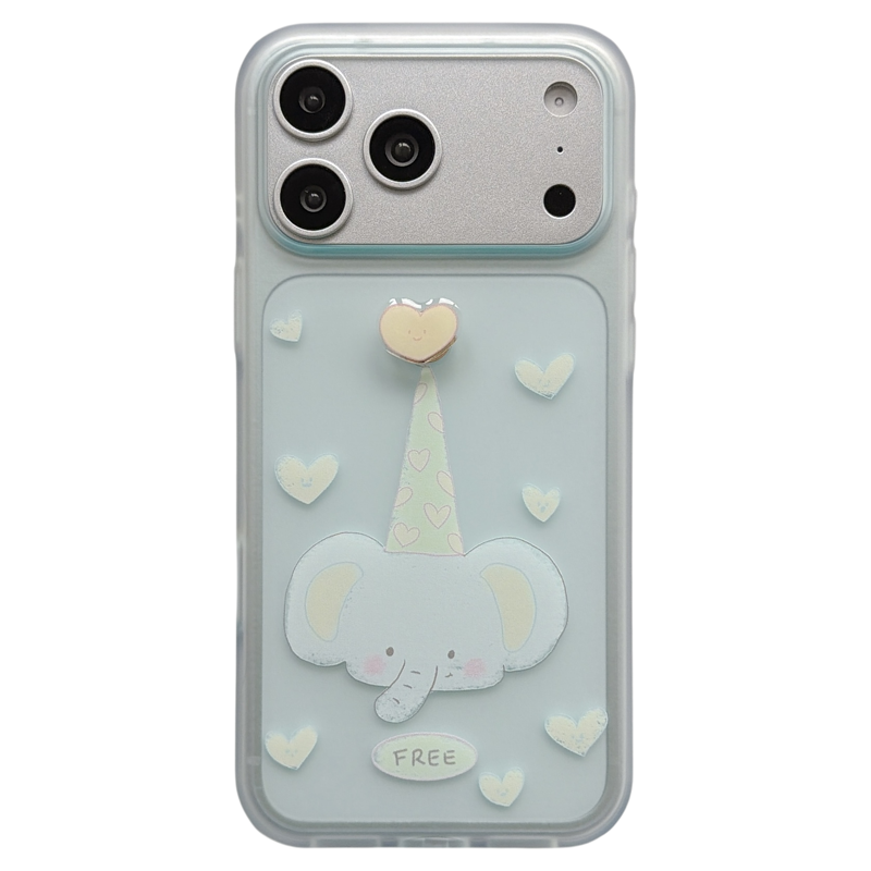 jze 可爱旋转星星猫咪小象适用苹果17ProMax手机壳磨砂iphone16pro新款17女15pro独特超好看14全包防摔手机套