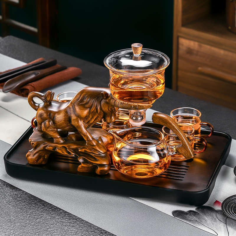 中式牛气冲天生肖摆件客厅泡茶台茶具用品办公室茶几桌面装饰礼品