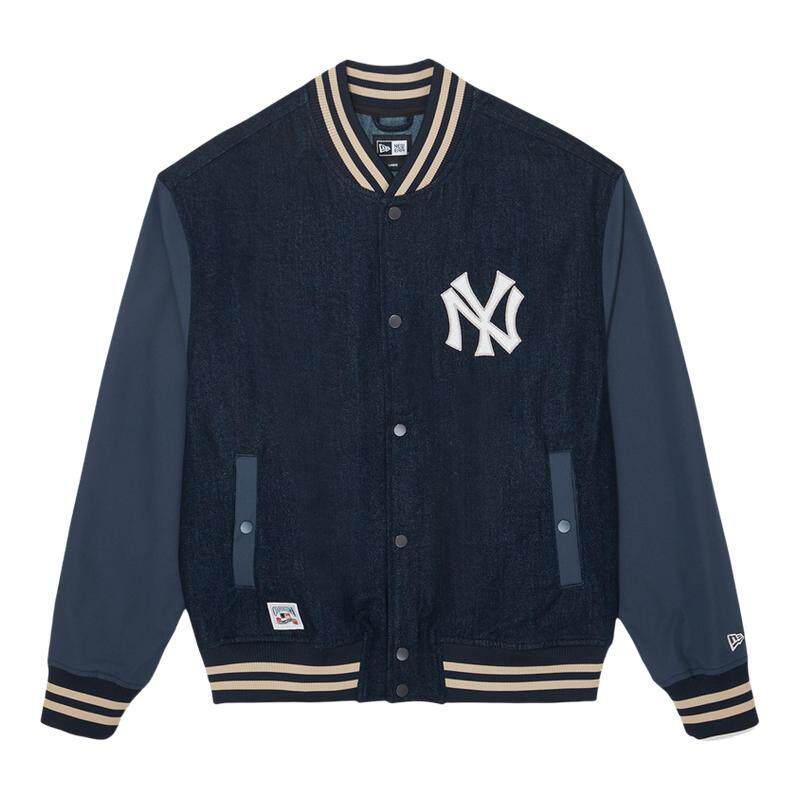 NEW ERA纽亦华2026新款MLB萌宠牛仔拼接学院风棒球服夹克外套NE