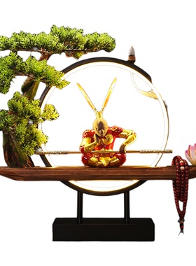 创意倒流香新中式灯圈禅意摆件客厅玄关孙悟空齐天大圣装饰居家摆