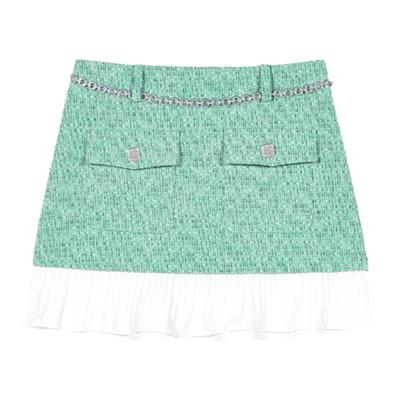 Maje绿色花呢A字高腰半身裙短裙