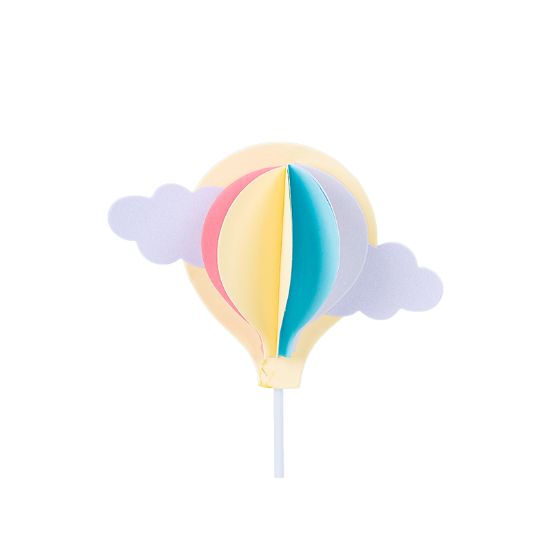 网红生日蛋糕装饰立体云朵热气球插牌马卡龙色系热气球卡通插件