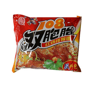 裕昌108双胞胎方便面红烧排骨味 脆脆干吃面速食泡面整箱80g*24包