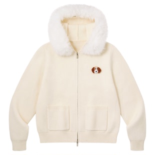 PSO Brand男装女装毛领宽松连帽毛衣外套针织开衫毛线衣情侣装