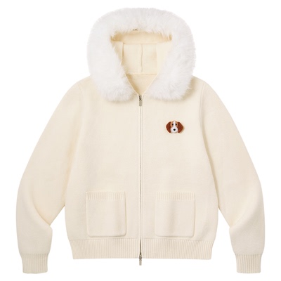 PSO Brand男装女装毛领宽松连帽毛衣外套针织开衫毛线衣情侣装