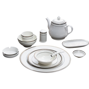 酒店摆台餐具四件套陶瓷饭店盘子餐厅高档碗碟套装碗勺三件套套装