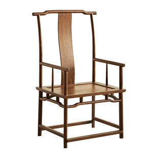 yamoo北美黑胡桃木官帽椅新中式主人椅家用茶室全实木高靠背茶椅