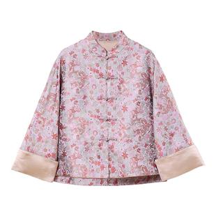 中国丝绸隆鹊[百花撵龙纹]宋锦新中式高档真丝上衣100%桑蚕丝外套