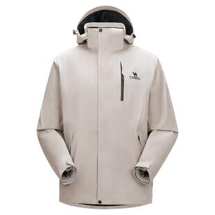 骆驼男装三防冲锋衣男款户外登山三合一夹克羽绒内胆外套徒步防水