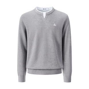 Navigare意大利小帆船灰色华夫格针织衫男士春季老钱风假两件毛衣