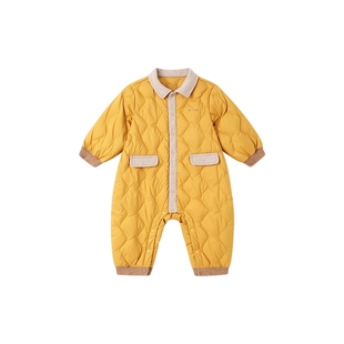 英氏超韧绒婴儿羽绒服连体衣服秋冬白鸭绒保暖男宝外出轻薄爬服