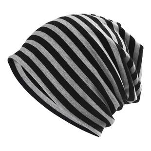 纯棉男女士睡帽日系双层条纹包头帽化疗产后保暖月子帽睡眠套头帽