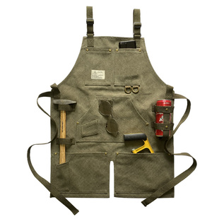 美式复古帆布时尚围裙定制logo防污耐磨罩衣园艺咖啡理发师工作服