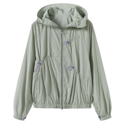 AlmondRocks山系户外抽褶廓形轻量防晒衣设计感防风外套女upf50+