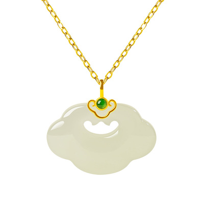 宫里上新18k金镶玉和田玉吊坠