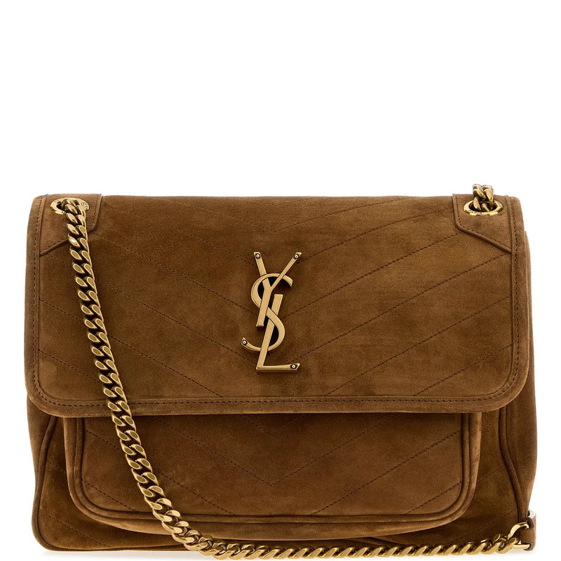 Saint Laurent 圣罗兰YSL女士niki 中号棕色麂皮单肩包26秋冬代购
