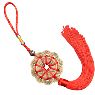 风水铜钱中国结挂件小装饰品出国送礼保平安招财镇宅之宝汽车挂饰