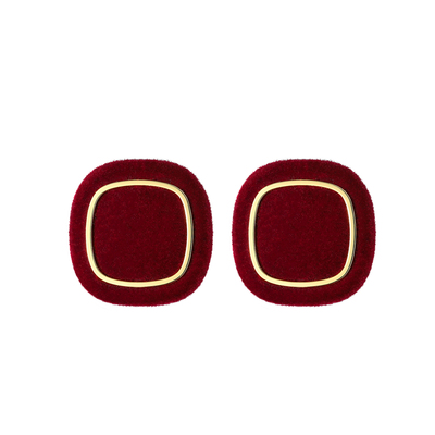 巷南999银方形丝绒耳钉轻奢耳饰