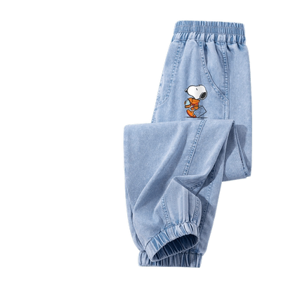 史努比男童裤子夏薄款天丝牛仔裤