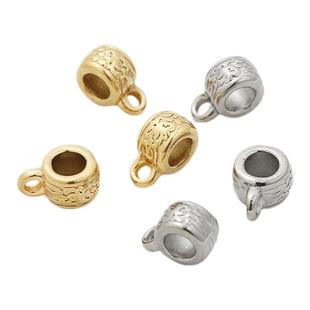 不掉色304钛钢真金电镀18K金三通珠子制作手链项链配饰diy配件