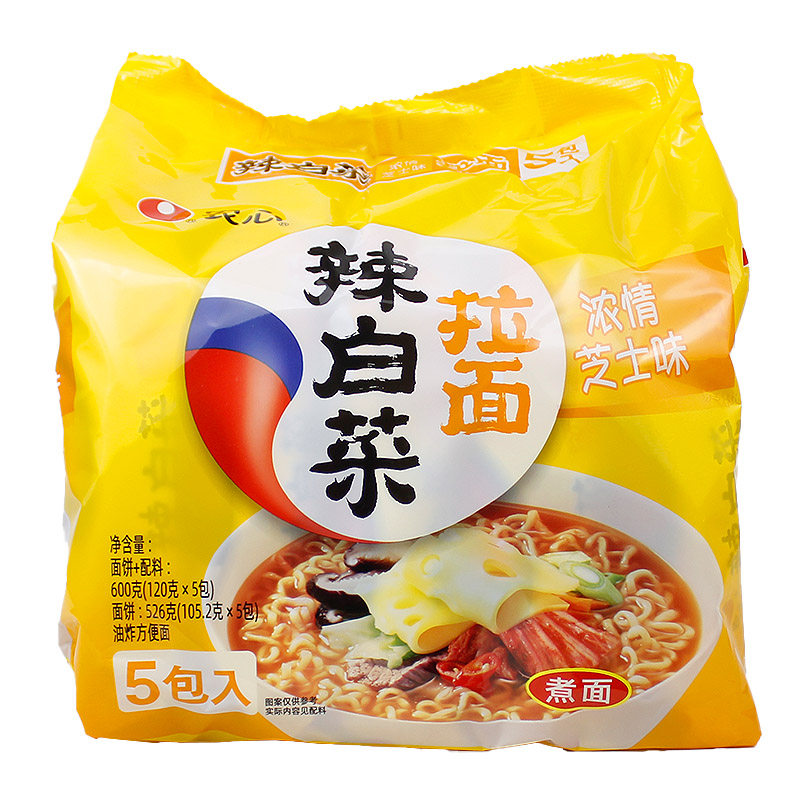 农心辣白菜芝士拉面5连包速食