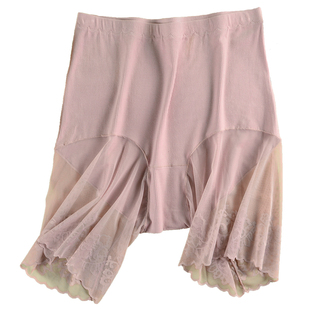 大码安全裤蕾丝边高腰防走光镂空免穿内裤二合一打底裤胖mm200斤