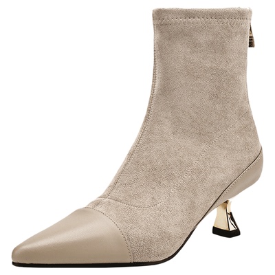 尖头高跟短靴女款细跟瘦瘦靴