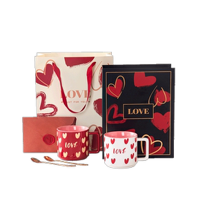 陶瓷情侣对杯马克杯水杯一对杯子带盖带勺子礼盒结婚送新人伴手礼