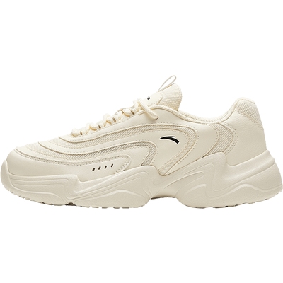 安踏女鞋奶油色有氧老爹鞋运动鞋