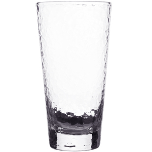 川岛屋日式锤纹杯透明玻璃杯子水杯茶杯家用啤酒杯ins 简约饮料杯