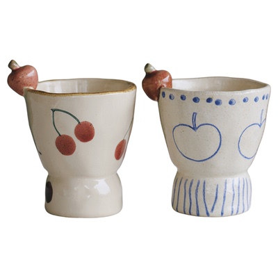 泽滕家陶瓷高脚杯子日式情侣可爱咖啡果汁饮料高颜值女生闺蜜礼物