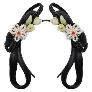 儿童汉服假发女童发髻蝴蝶结发包古风古典舞古装头饰唐装表演拍照